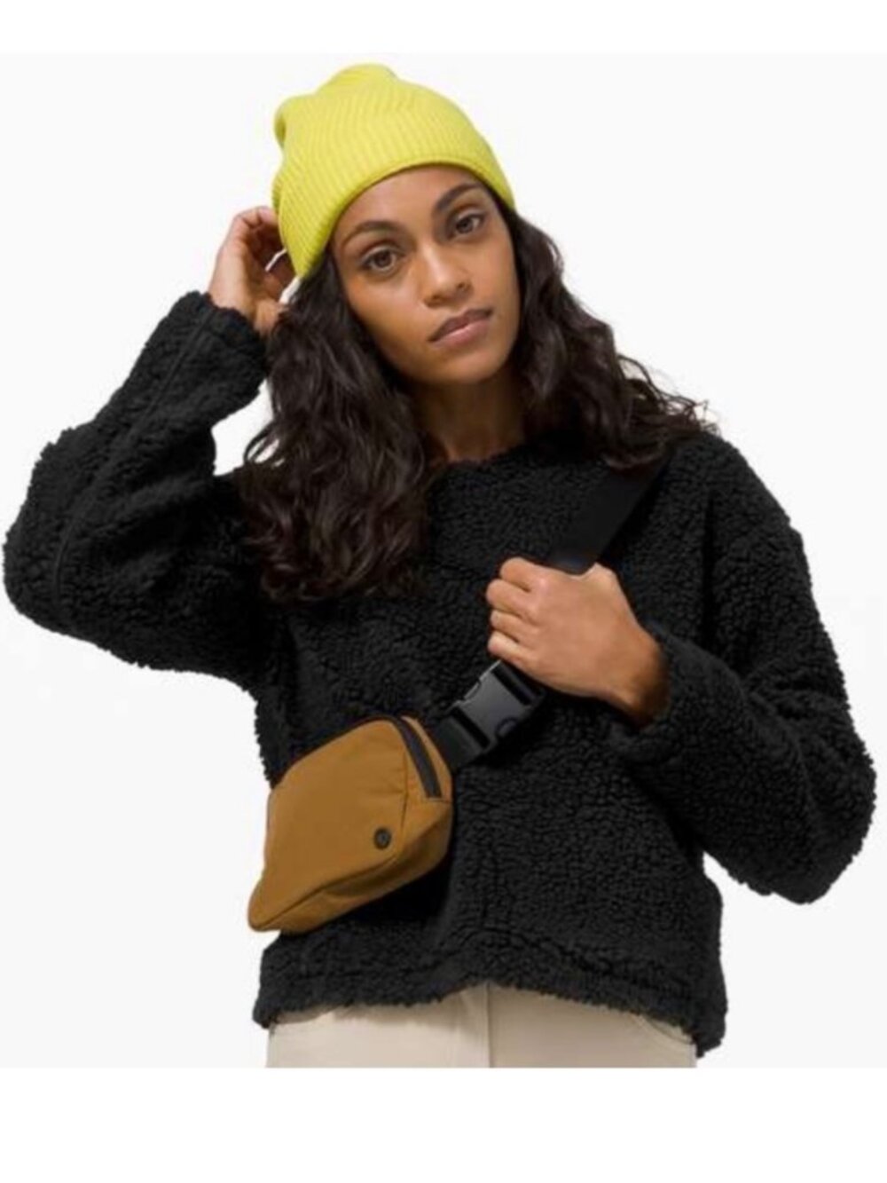 Lululemon Wool Whenever Crewneck Pullover Size 6 Black Sherpa Gorpcore Outdoors